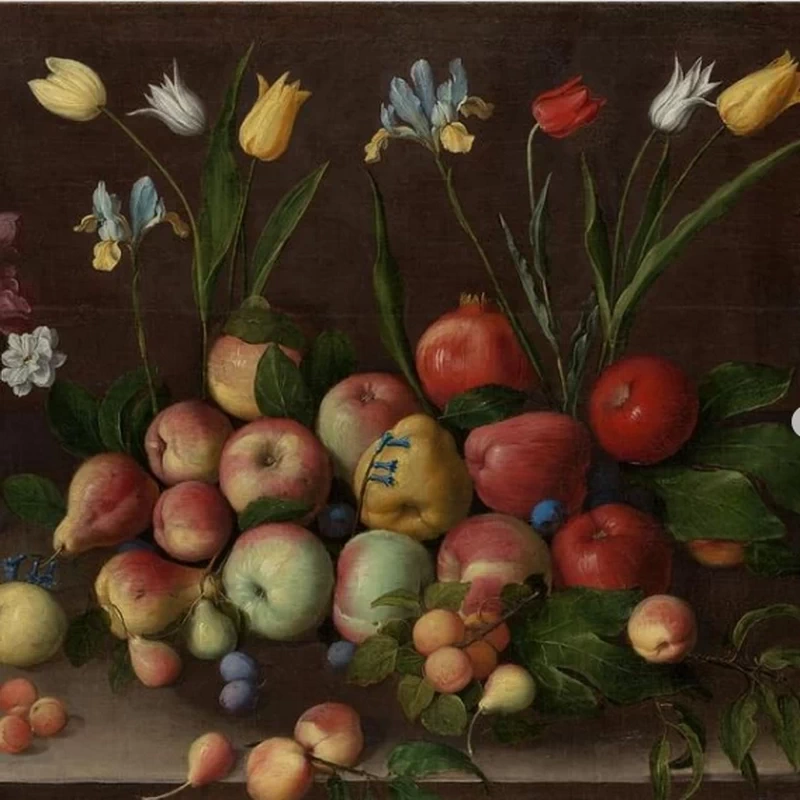 Natura morta con frutta e fiori